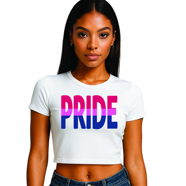Bisexual Pride 3 designs Cropped T-Shirt | Pride Wear | Sizes UK 4–28