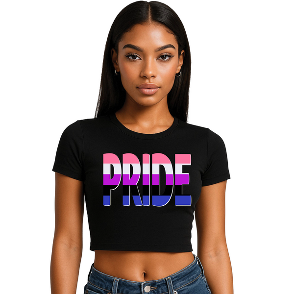 Genderfluid Pride 3 designs Cropped T-Shirt | Pride Wear | Sizes UK 4–28
