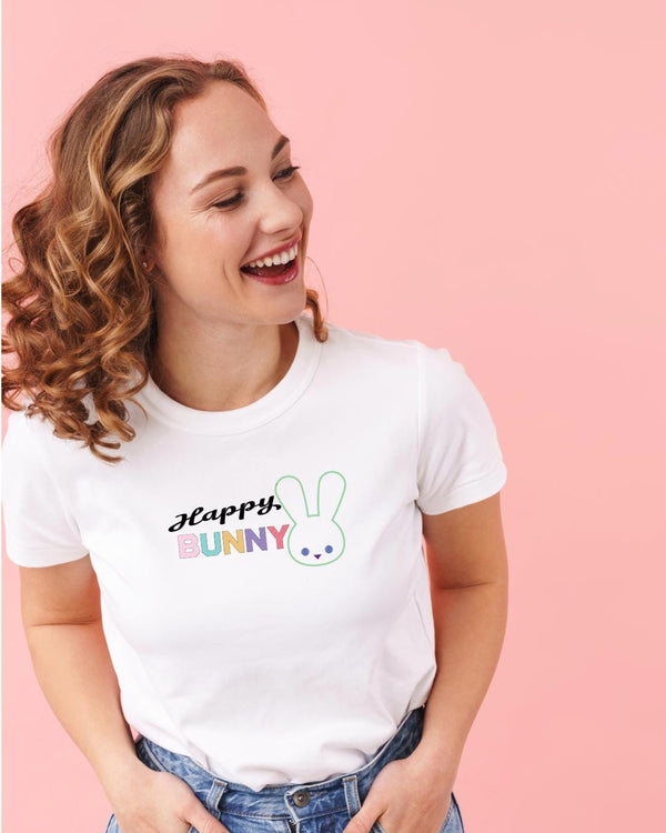 Women's Cute Bunny Shirt – Happy Bunny Graphic Tee, Unique Aesthetic T-Shirt Gift