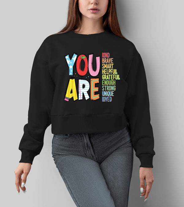 You Are Enough Affirmation Sweatshirt | Positive Message Jumper for Kids | Teacher & Mom Encouragement Top | Kindness Confidence Gift