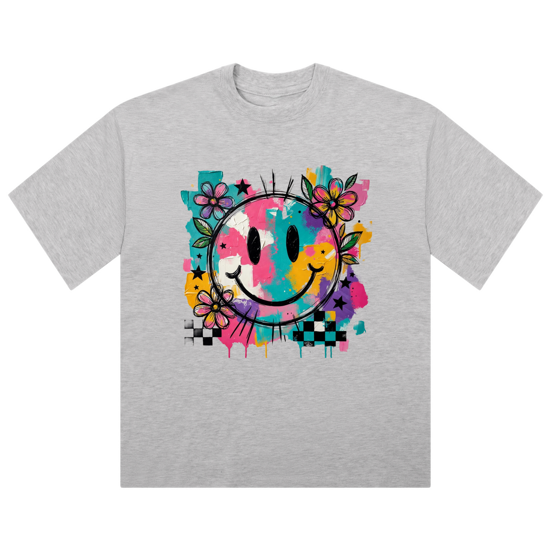 Colour Splash Smiley Oversized Ladies T-Shirt