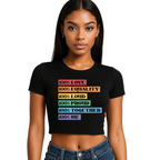 100% Love / Equality / Loud / Proud / Together / Me” rainbow text Cropped T-Shirt | Pride Wear | Sizes UK 4–28