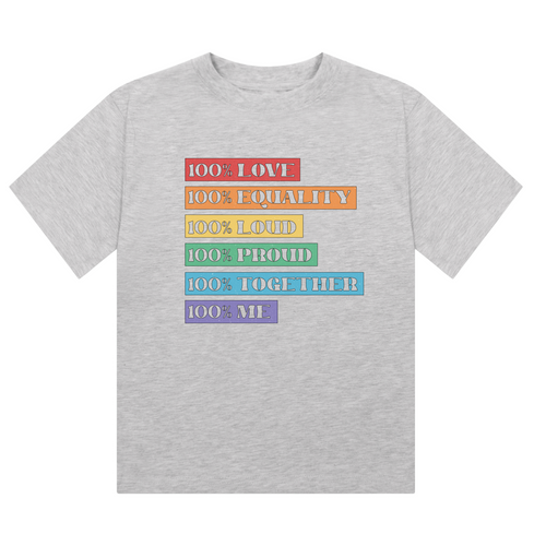 100% Love / Equality / Loud / Proud / Together / Me” rainbow text Cropped T-Shirt | Pride Wear | Sizes UK 4–28