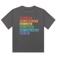 100% Love / Equality / Loud / Proud / Together / Me” rainbow text Cropped T-Shirt | Pride Wear | Sizes UK 4–28