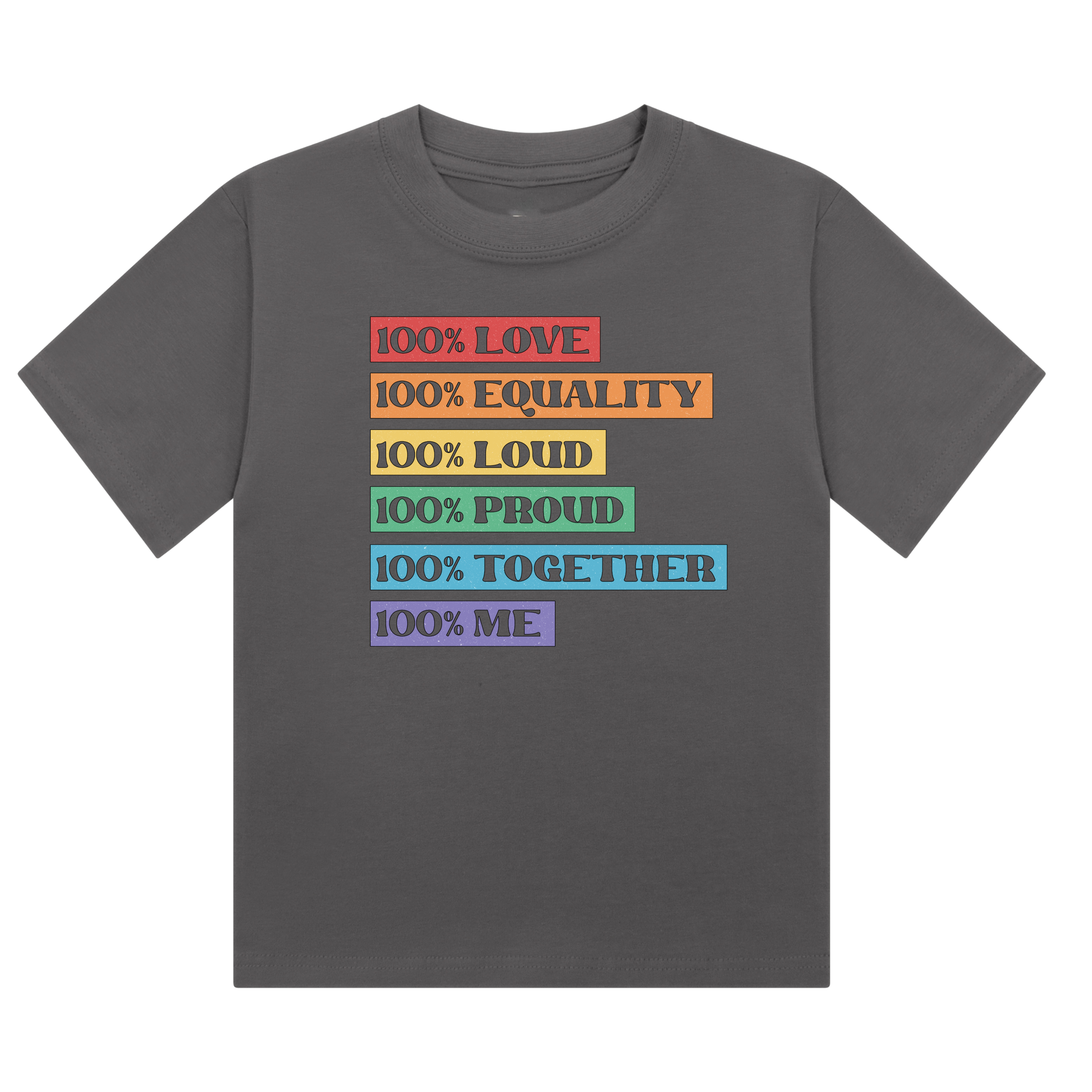 100% Love / Equality / Loud / Proud / Together / Me” rainbow text Cropped T-Shirt | Pride Wear | Sizes UK 4–28