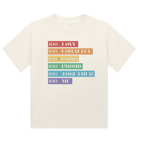 100% Love / Equality / Loud / Proud / Together / Me” rainbow text Cropped T-Shirt | Pride Wear | Sizes UK 4–28