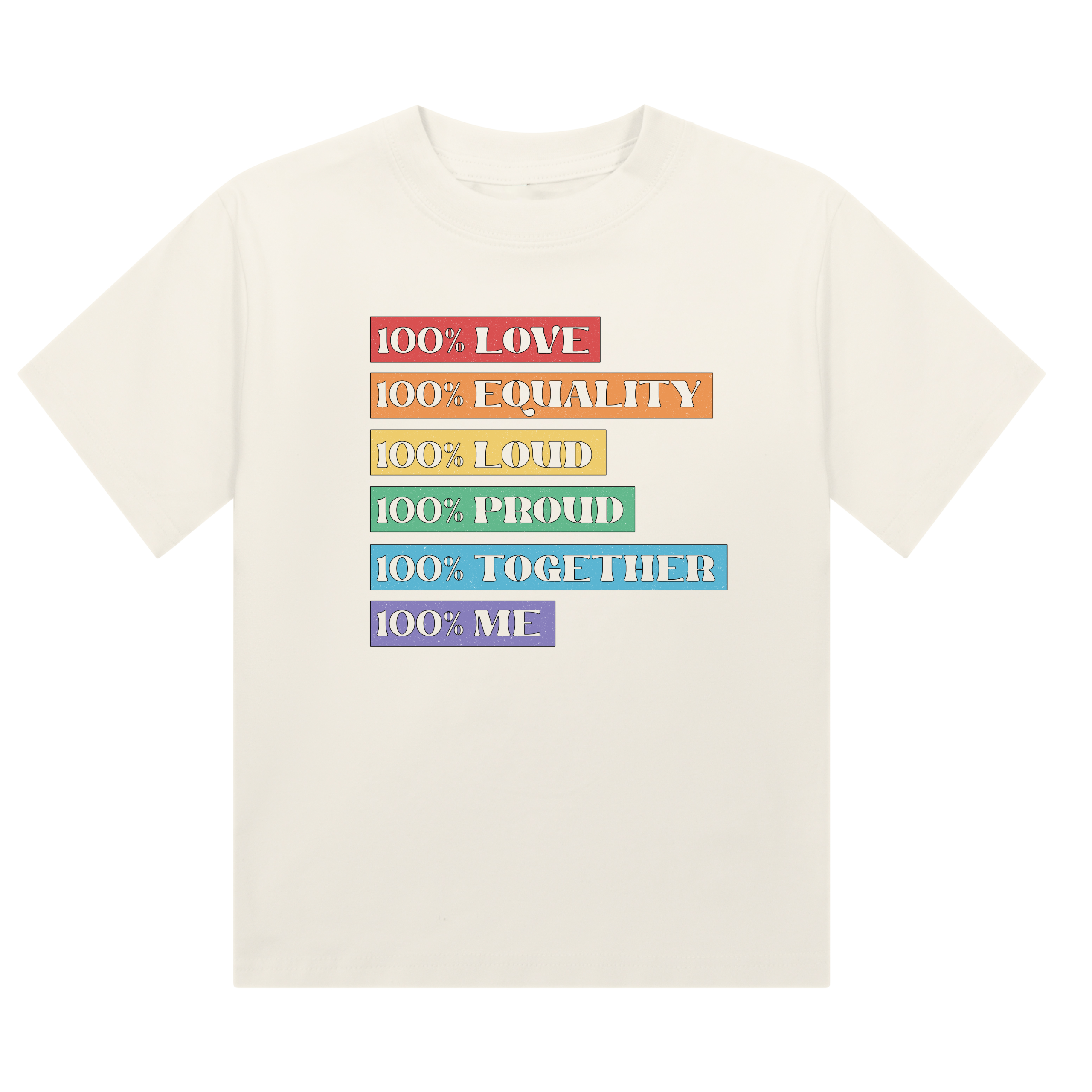 100% Love / Equality / Loud / Proud / Together / Me” rainbow text Cropped T-Shirt | Pride Wear | Sizes UK 4–28