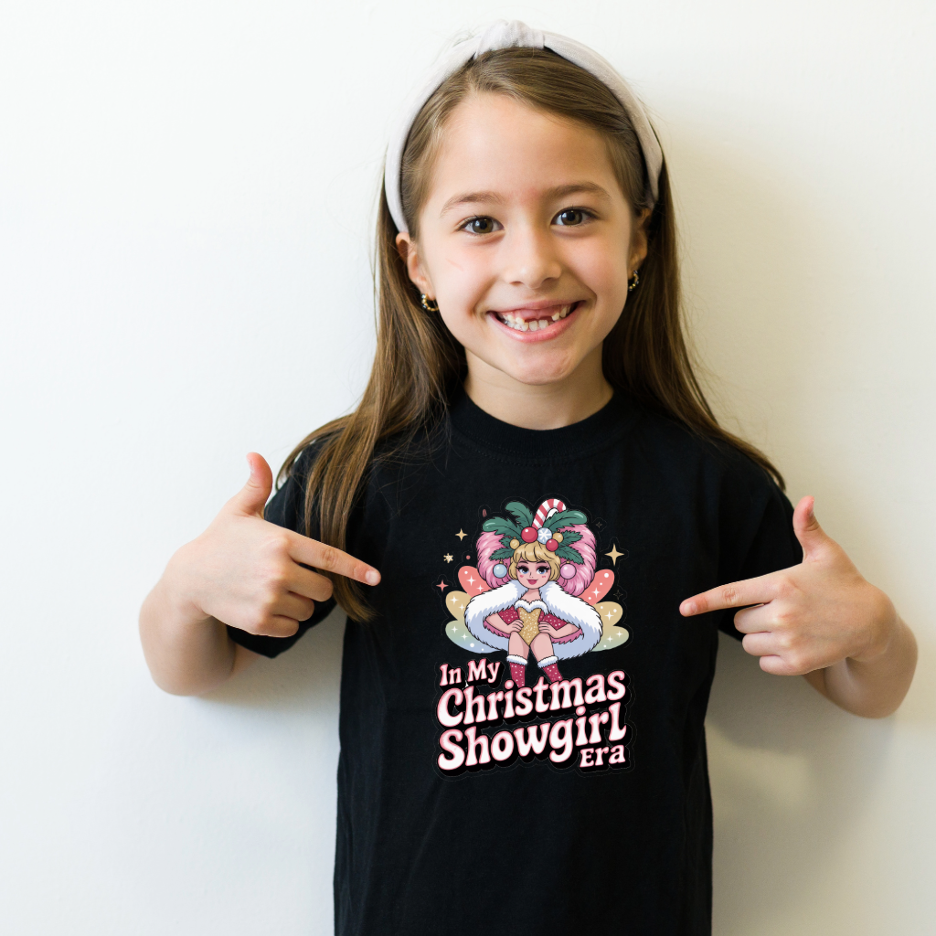 In My Christmas Showgirl Era T-Shirt - Festive Tee for Kids & Adults - Matching Christmas Shirt - Plus Size