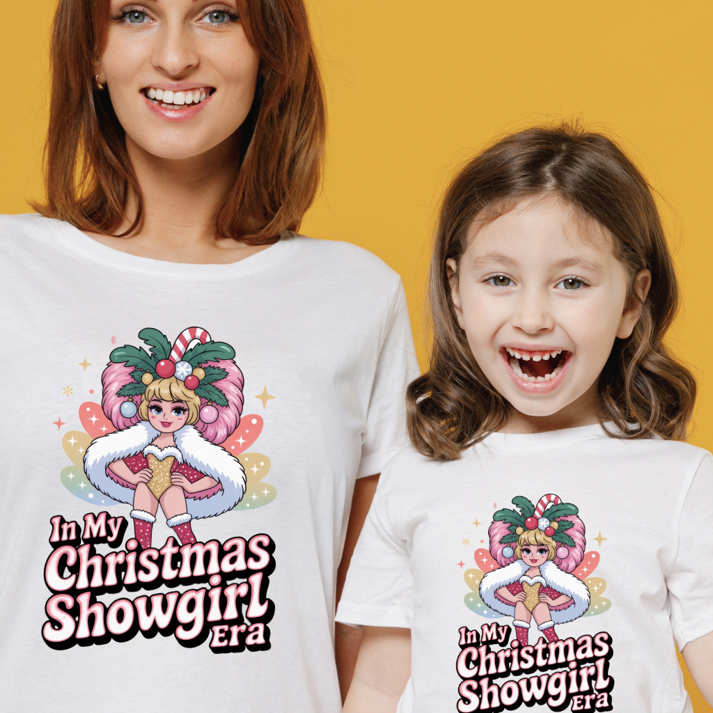 In My Christmas Showgirl Era T-Shirt - Festive Tee for Kids & Adults - Matching Christmas Shirt - Plus Size