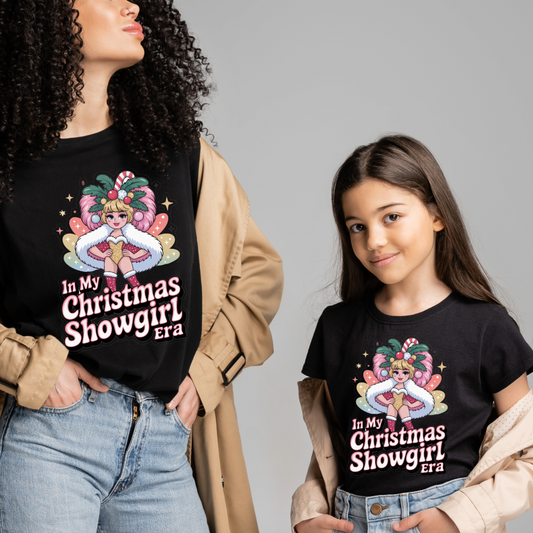 In My Christmas Showgirl Era T-Shirt - Festive Tee for Kids & Adults - Matching Christmas Shirt - Plus Size