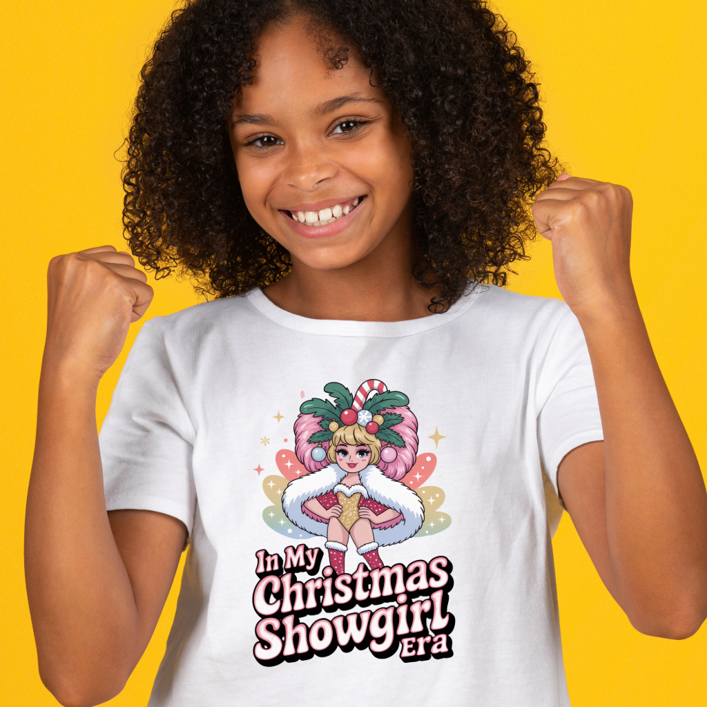 In My Christmas Showgirl Era T-Shirt - Festive Tee for Kids & Adults - Matching Christmas Shirt - Plus Size