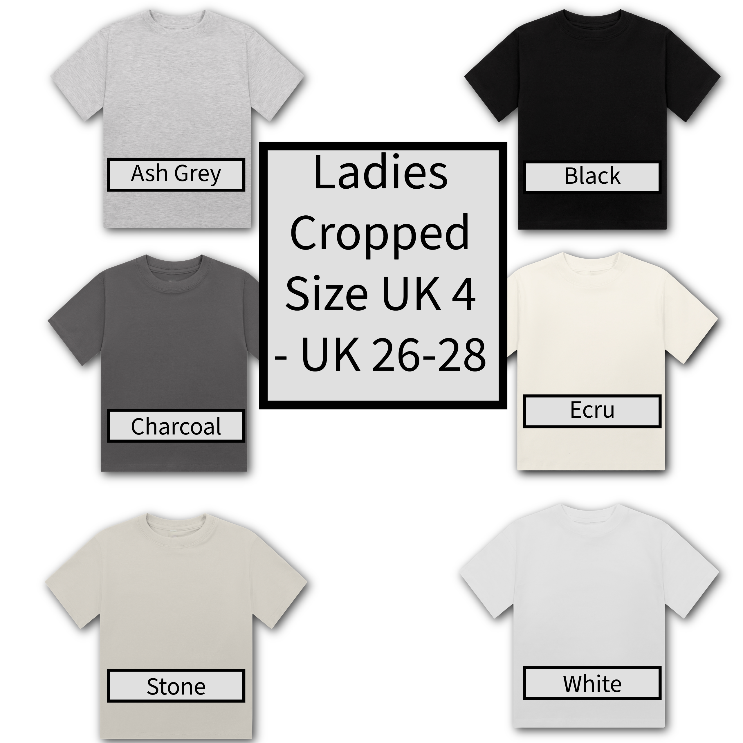 Blank Cropped T-Shirt | Sizes UK 4–28