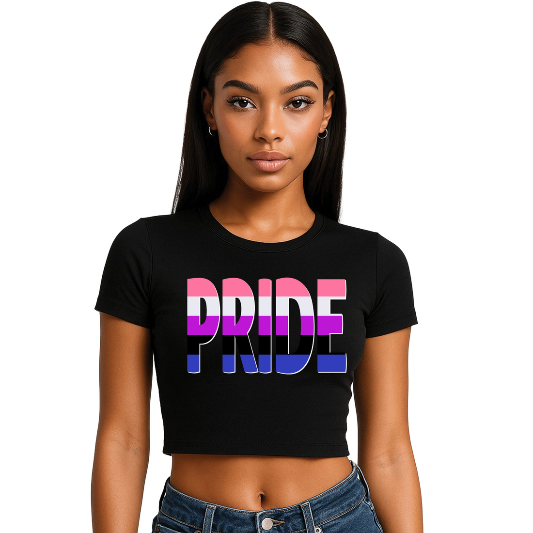 Genderfluid Pride 3 designs Cropped T-Shirt | Pride Wear | Sizes UK 4–28