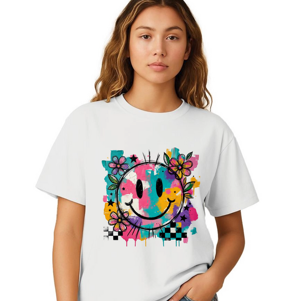 Colour Splash Smiley Oversized Ladies T-Shirt