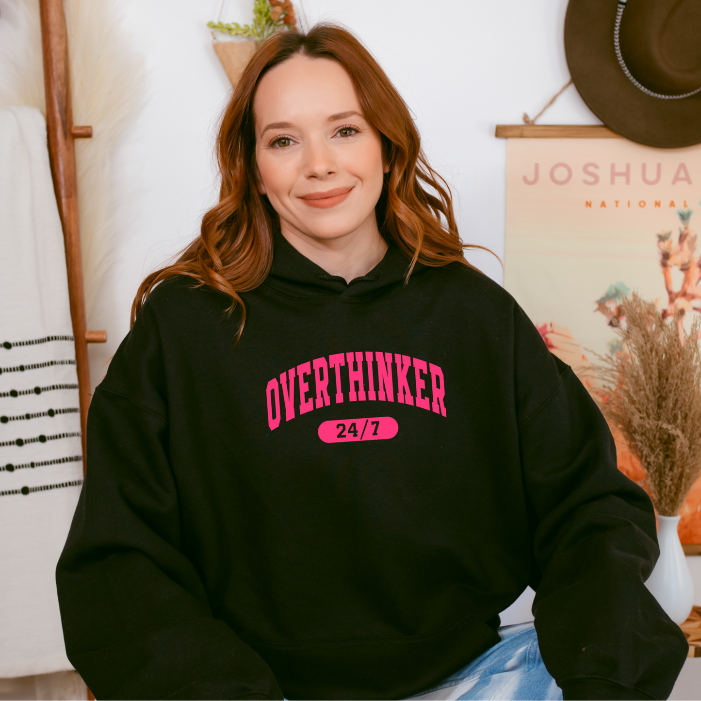 Overthinker Slogan Hoodie - plus size available