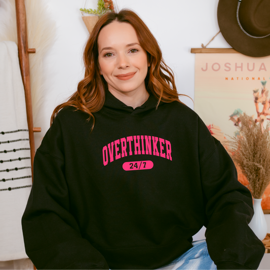 Overthinker Slogan Hoodie - plus size available