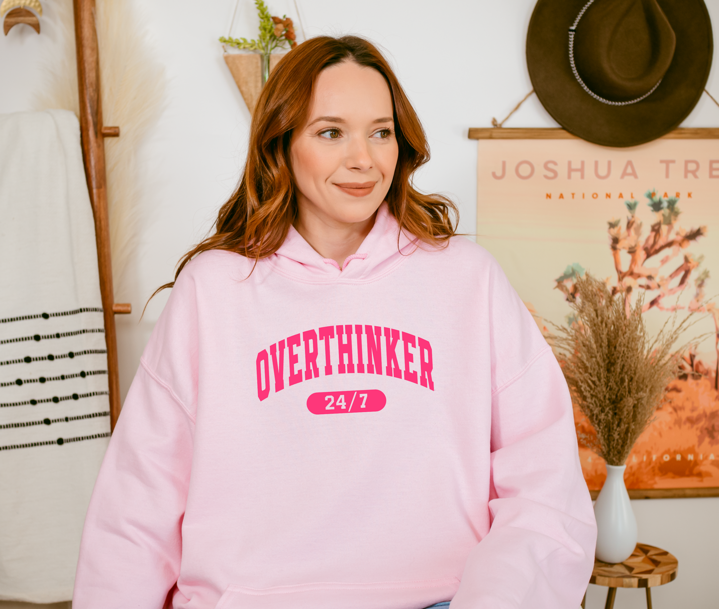 Overthinker Slogan Hoodie - plus size available