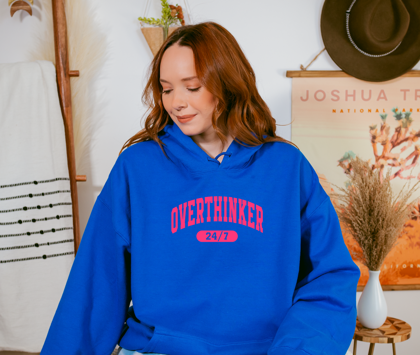 Overthinker Slogan Hoodie - plus size available
