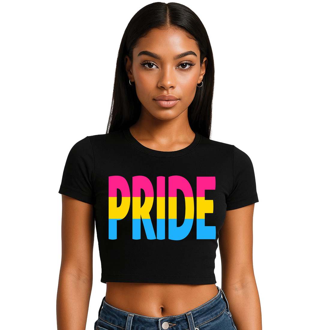 Pansexual Pride 3 designs Cropped T-Shirt | Pride Wear | Sizes UK 4–28