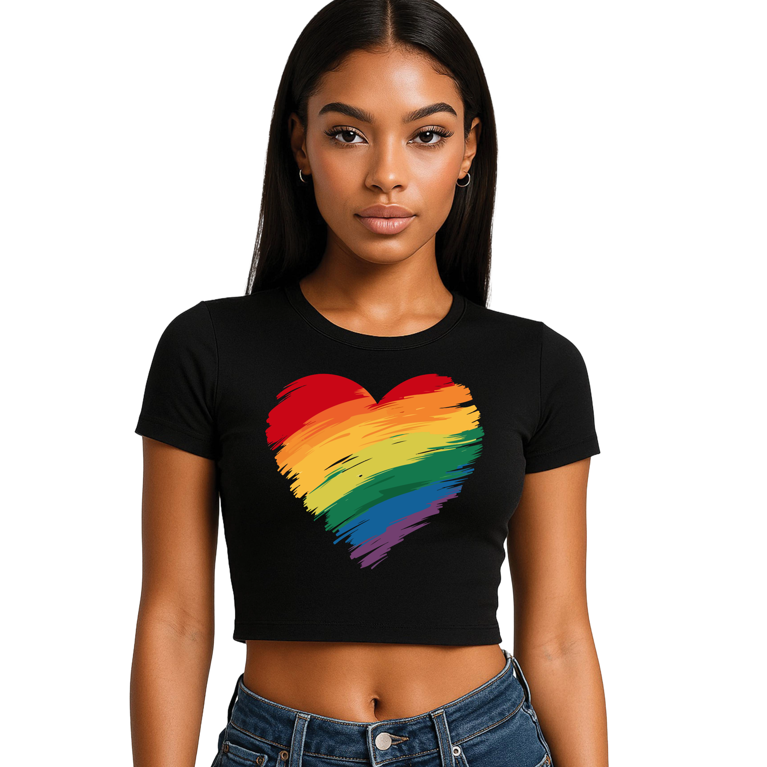 Rainbow Pride heart Cropped T-Shirt | Pride Wear | Sizes UK 4–28