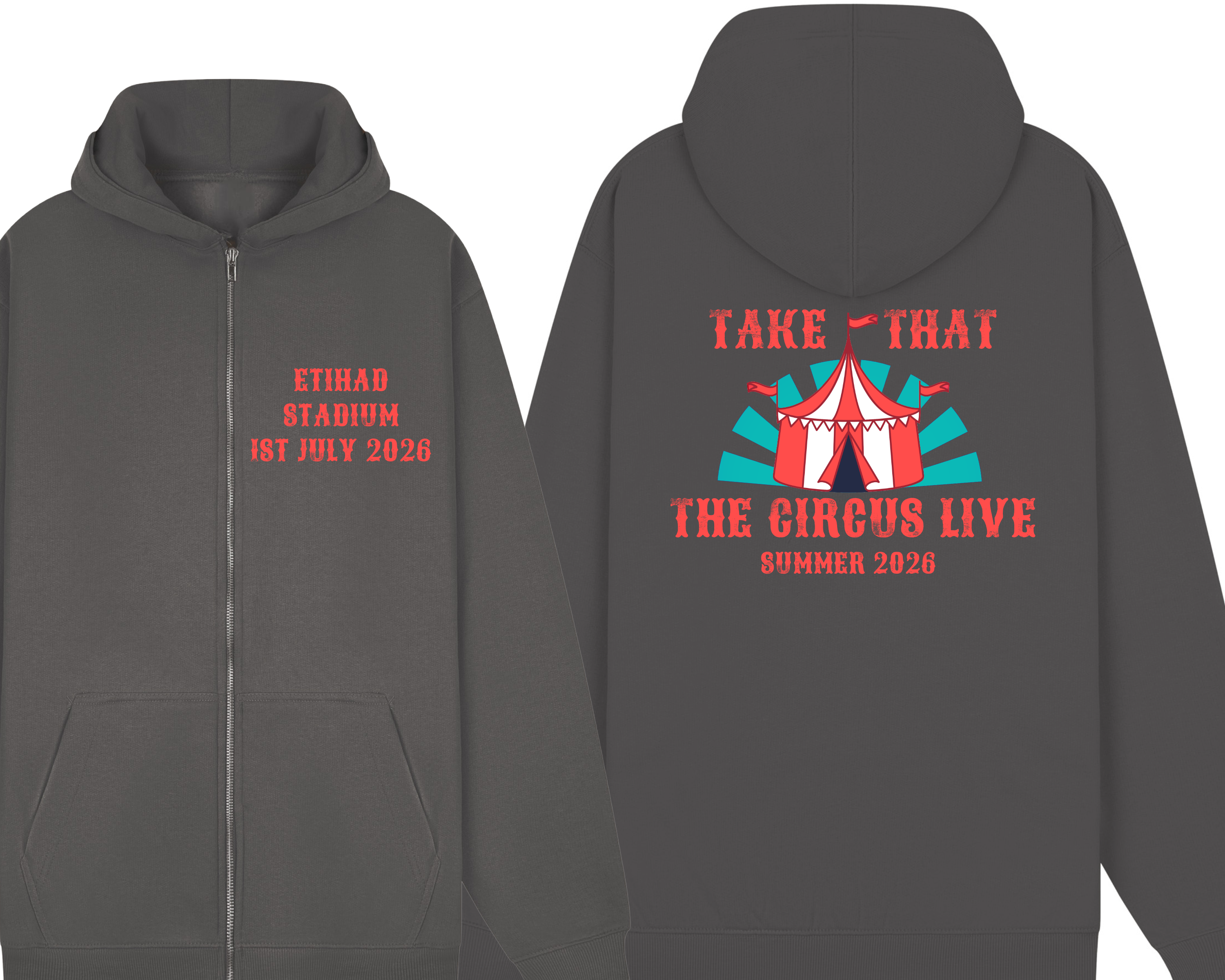 Take That - The Circus Tour Live Zip Hoodie | Fan Made Unofficial Tour Zip hood | Take That Concert shirt | Retro boy band outfit | Plus size