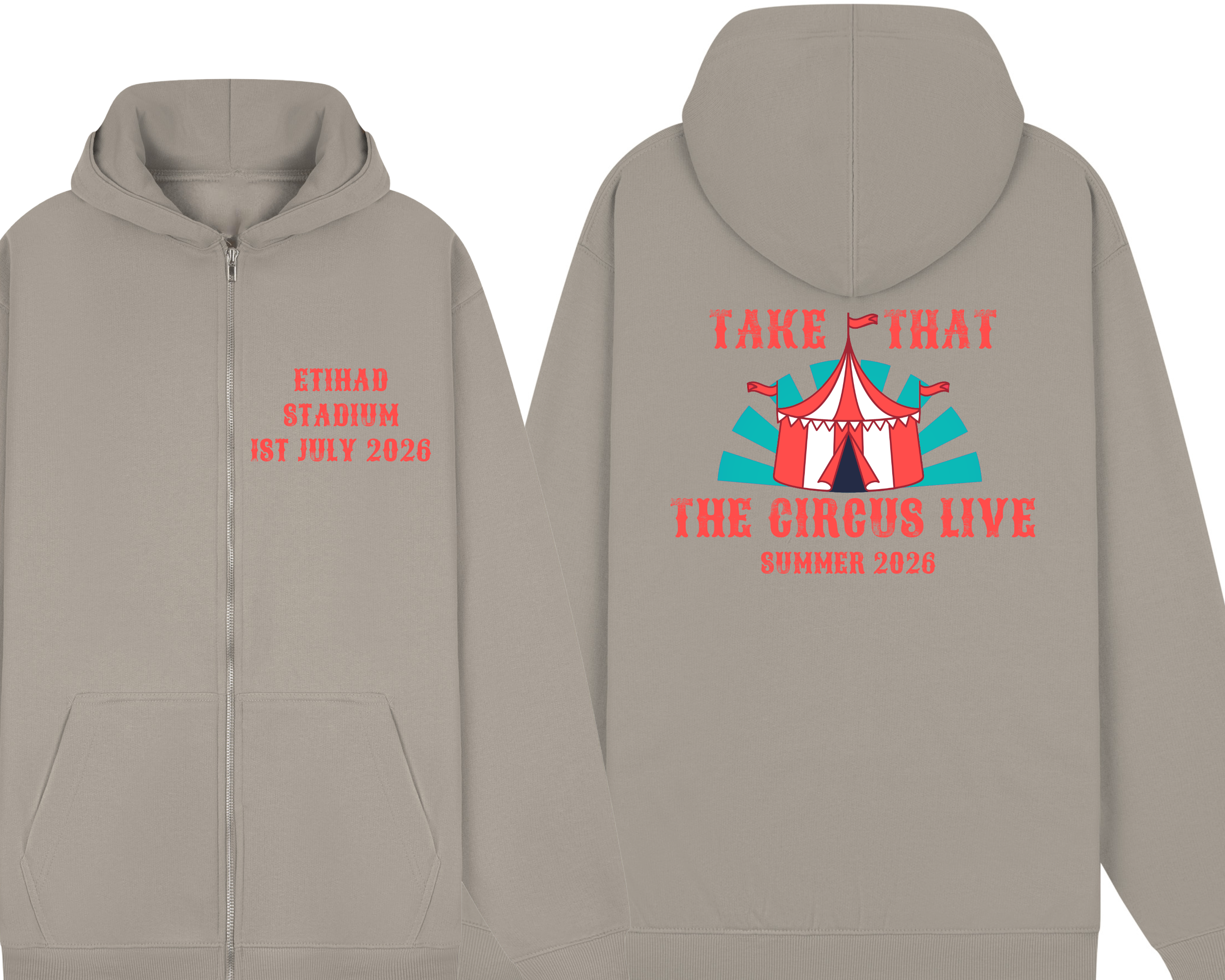 Take That - The Circus Tour Live Zip Hoodie | Fan Made Unofficial Tour Zip hood | Take That Concert shirt | Retro boy band outfit | Plus size