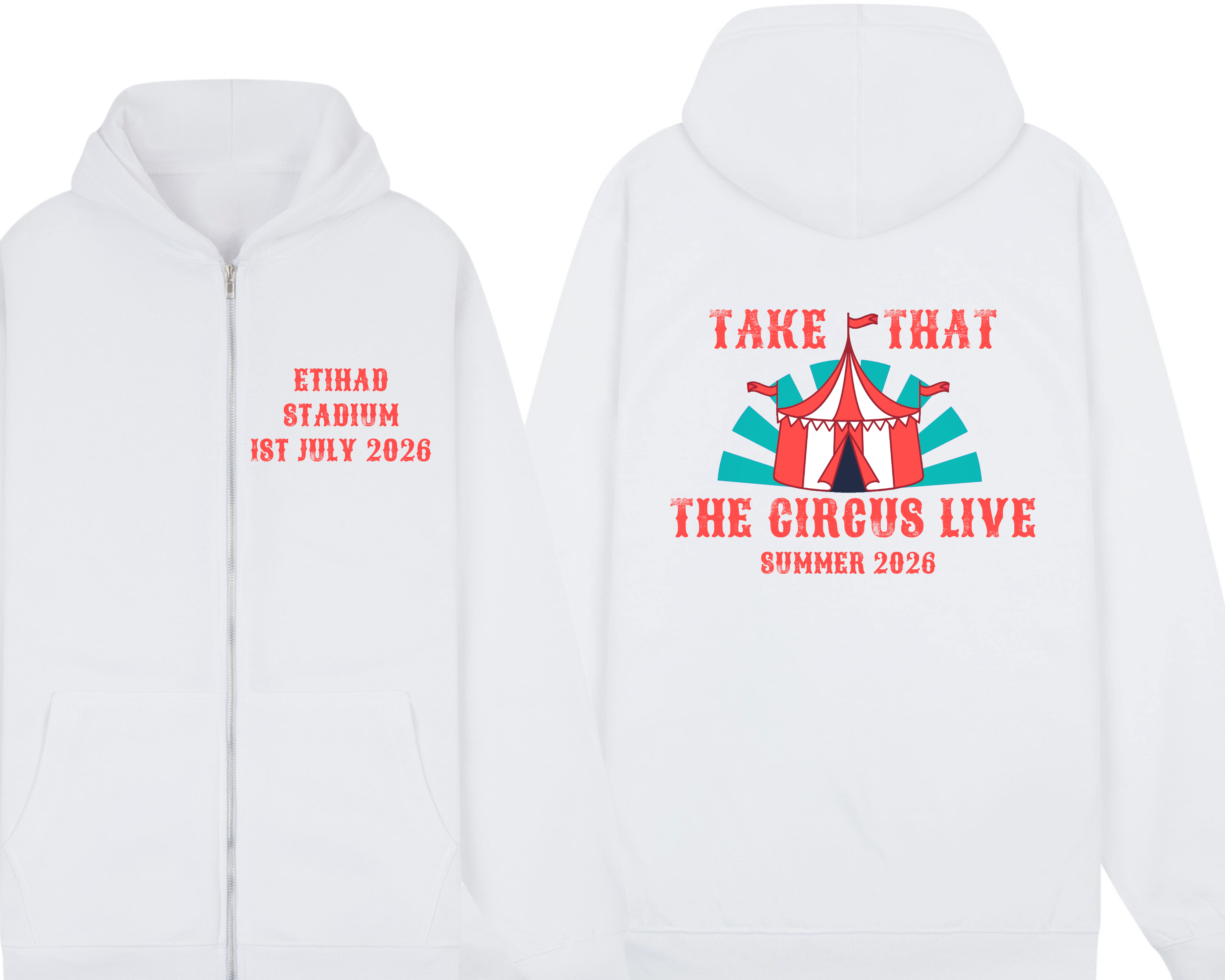 Take That - The Circus Tour Live Zip Hoodie | Fan Made Unofficial Tour Zip hood | Take That Concert shirt | Retro boy band outfit | Plus size