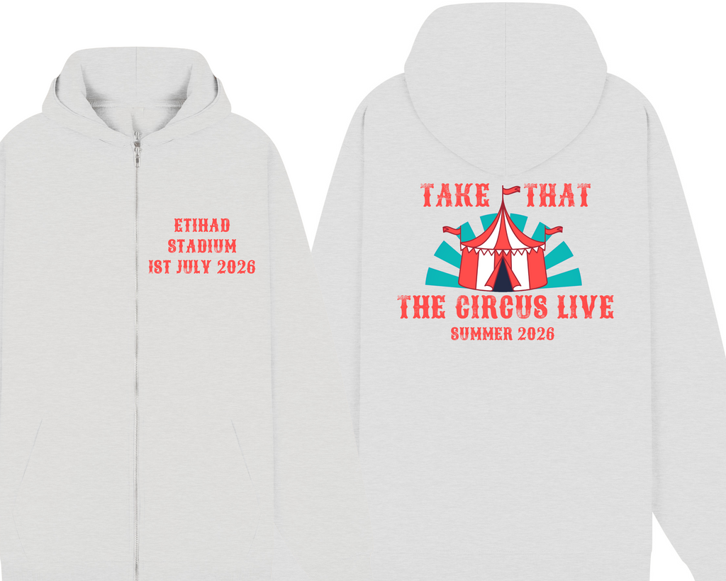 Take That - The Circus Tour Live Zip Hoodie | Fan Made Unofficial Tour Zip hood | Take That Concert shirt | Retro boy band outfit | Plus size