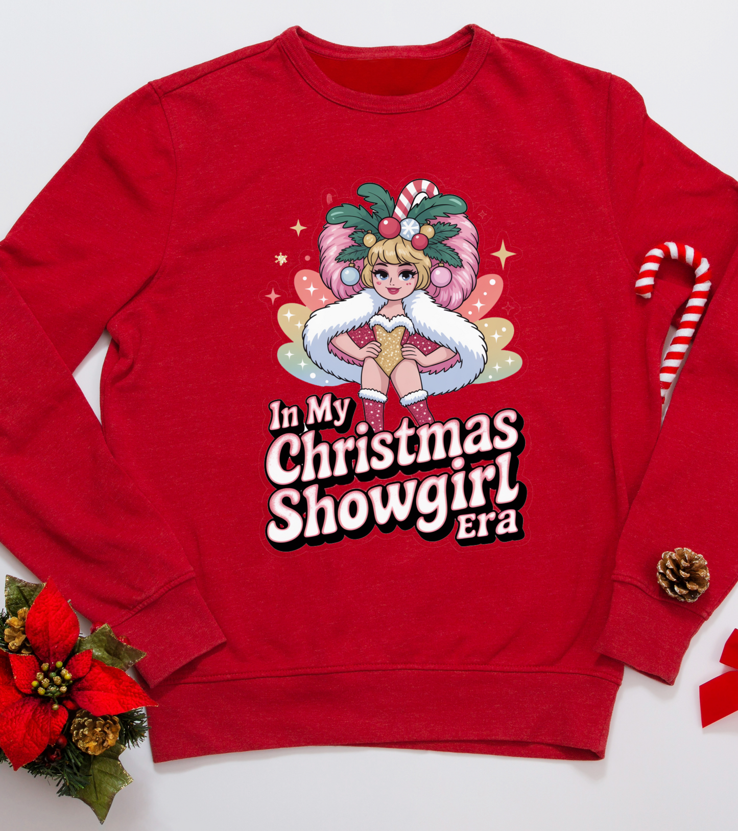 Christmas Showgirl Sweatshirt – Festive Kids & Adult Jumper in Multiple Colours