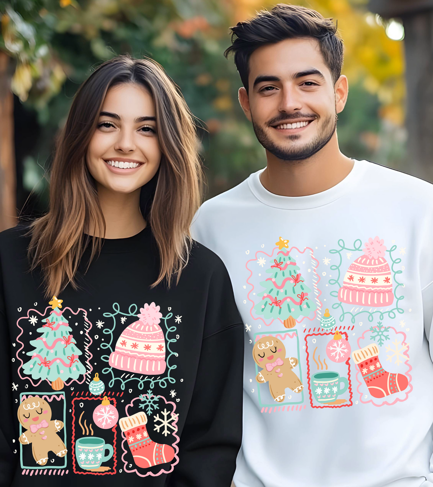 Festive Christmas Icons Sweatshirt – Cozy Holiday Jumper for Kids & Adults – Multiple Colours & Sizes