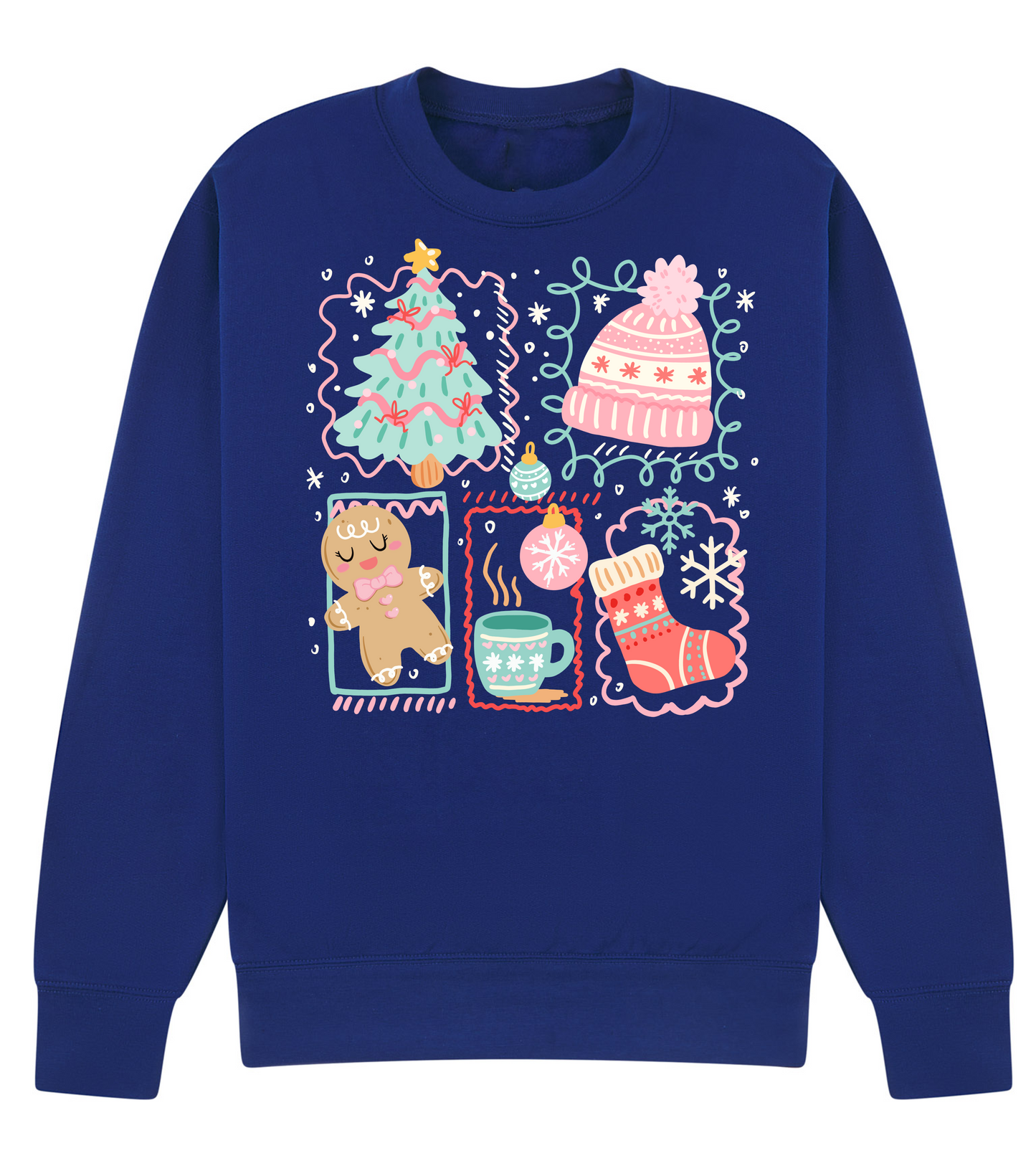 Festive Christmas Icons Sweatshirt – Cozy Holiday Jumper for Kids & Adults – Multiple Colours & Sizes