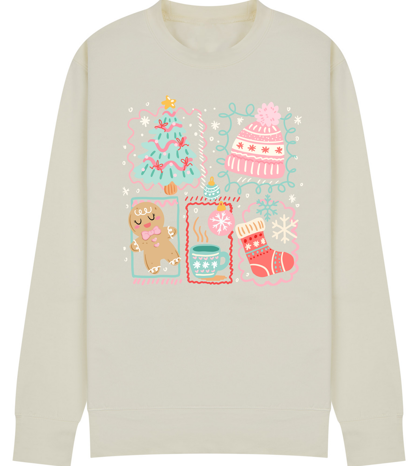 Festive Christmas Icons Sweatshirt – Cozy Holiday Jumper for Kids & Adults – Multiple Colours & Sizes