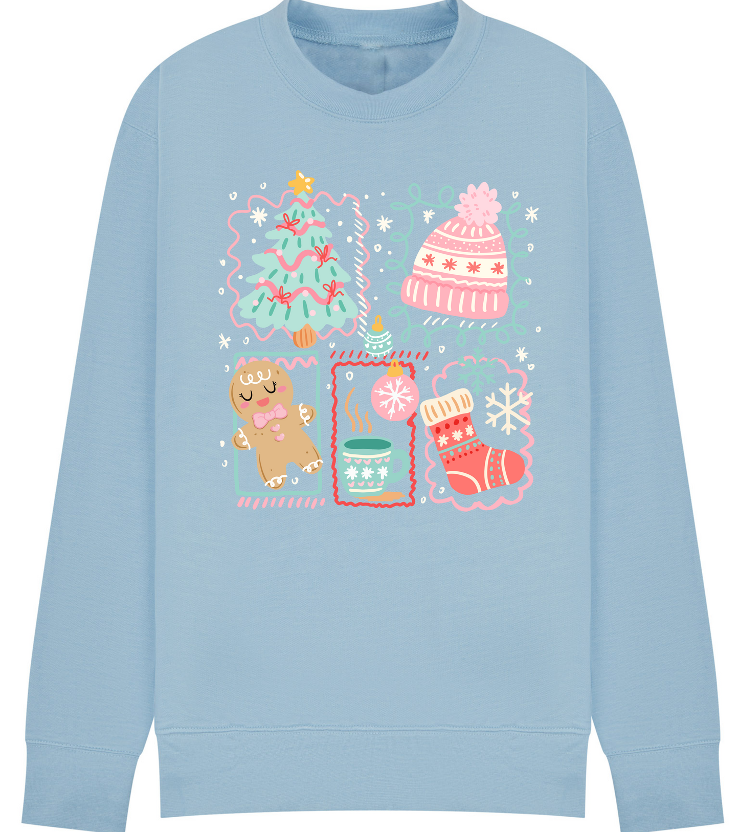 Festive Christmas Icons Sweatshirt – Cozy Holiday Jumper for Kids & Adults – Multiple Colours & Sizes
