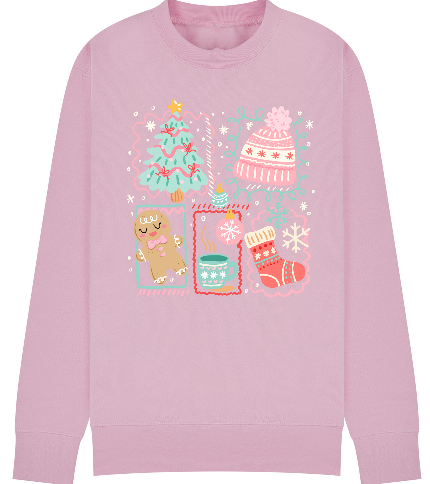 Festive Christmas Icons Sweatshirt – Cozy Holiday Jumper for Kids & Adults – Multiple Colours & Sizes