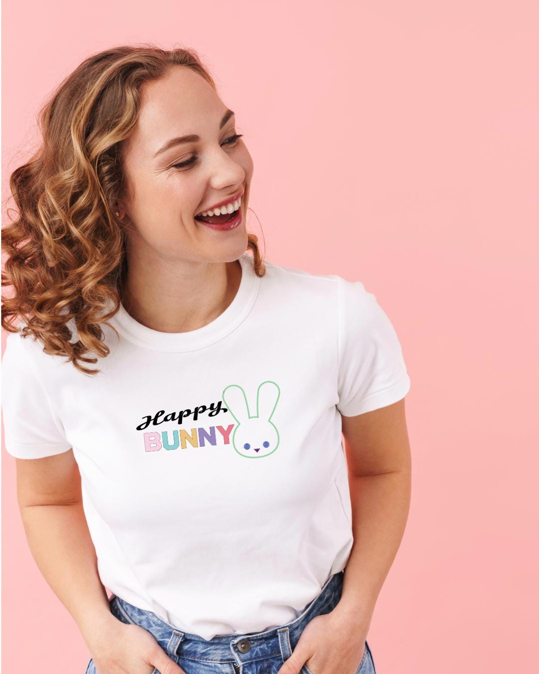 Women's Cute Bunny Shirt – Happy Bunny Graphic Tee, Unique Aesthetic T-Shirt Gift