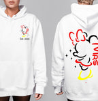 Personalised Mr and Mrs Disney Hoodies – Matching Mickey & Minnie Couple Sweatshirts – Est. Date – White Wedding Gift, Honeymoon Outfit