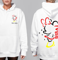 Personalised Mr and Mrs Disney Hoodies – Matching Mickey & Minnie Couple Sweatshirts – Est. Date – White Wedding Gift, Honeymoon Outfit
