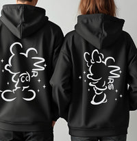 Personalised Mr and Mrs Disney Hoodies – Matching Mickey or Minnie Couple Hoodie – Est. Date – Wedding Gift, Honeymoon Outfit