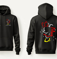 Personalised Mr and Mrs Disney Hoodies – Matching Mickey & Minnie Couple Hoodie – Est. Date – Wedding Gift, Honeymoon Outfit