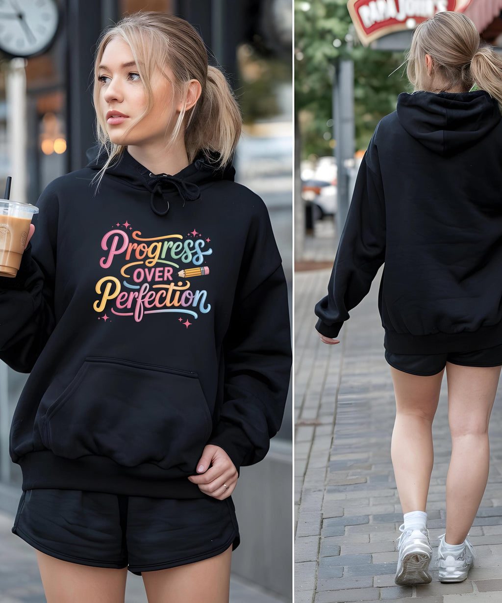 Progress Over Perfection Hoodie, Motivational Sweater, Inspirational Clothing, Positive Vibes, Self-Love Gift, Cozy