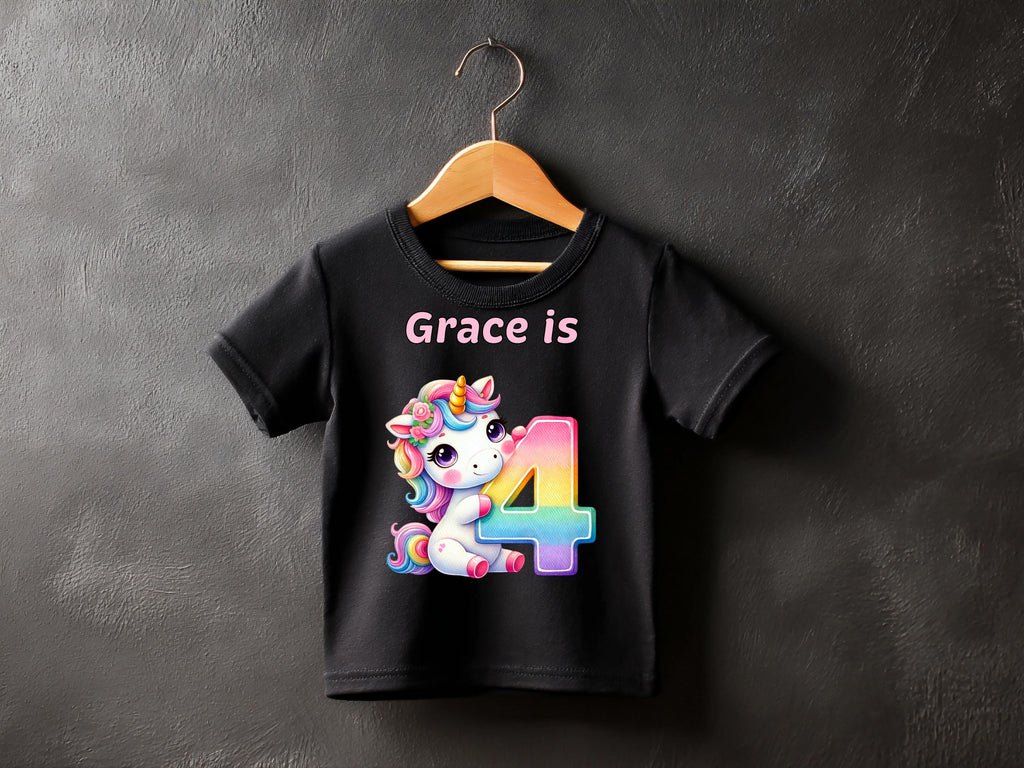Personalized Unicorn Birthday T-Shirt: Custom Party Favor