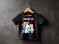 Personalized Unicorn Birthday T-Shirt: Custom Party Favor
