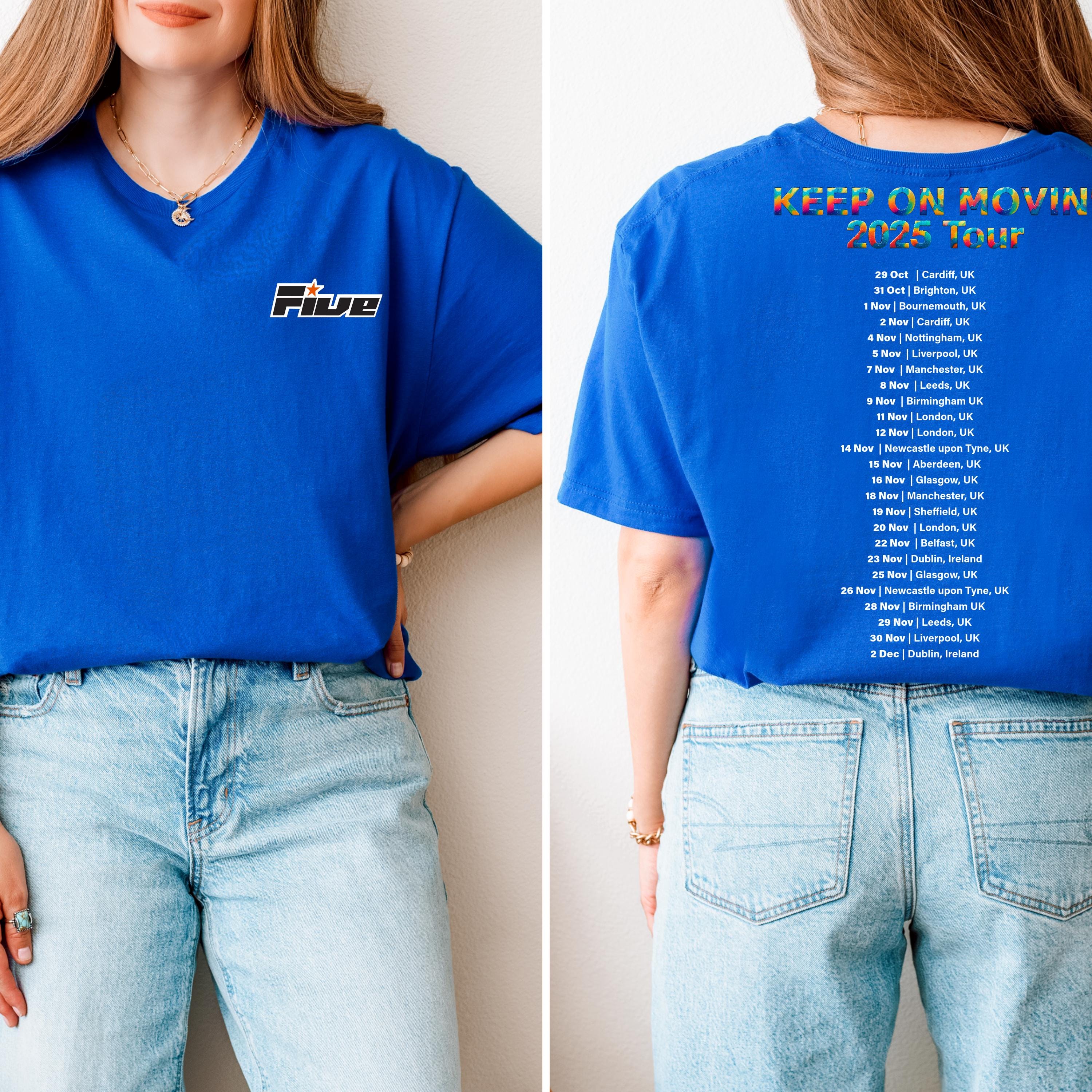 Five 90s Boy Band Tour T-Shirt: 5ive Retro Pop Fan Gift