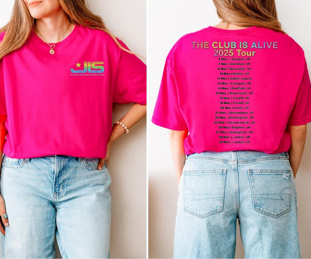 JLS Tour 2025 T-Shirt: Rainbow Glitter Logo, UK Tour Dates - Quick Turnaround