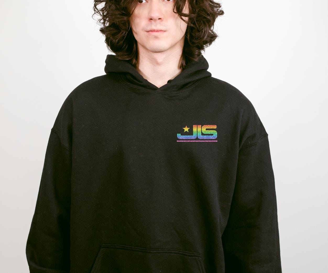JLS 2025 Tour Hoodie: The Club Is Alive, Rainbow Sparkle Glitter Effect Logo