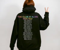 JLS 2025 Tour Hoodie: The Club Is Alive, Rainbow Sparkle Glitter Effect Logo