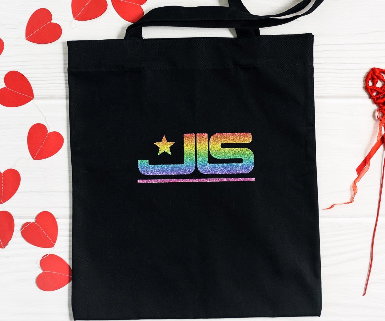 JLS Rainbow Glitter Logo Tote Bag: Music Fan Merch