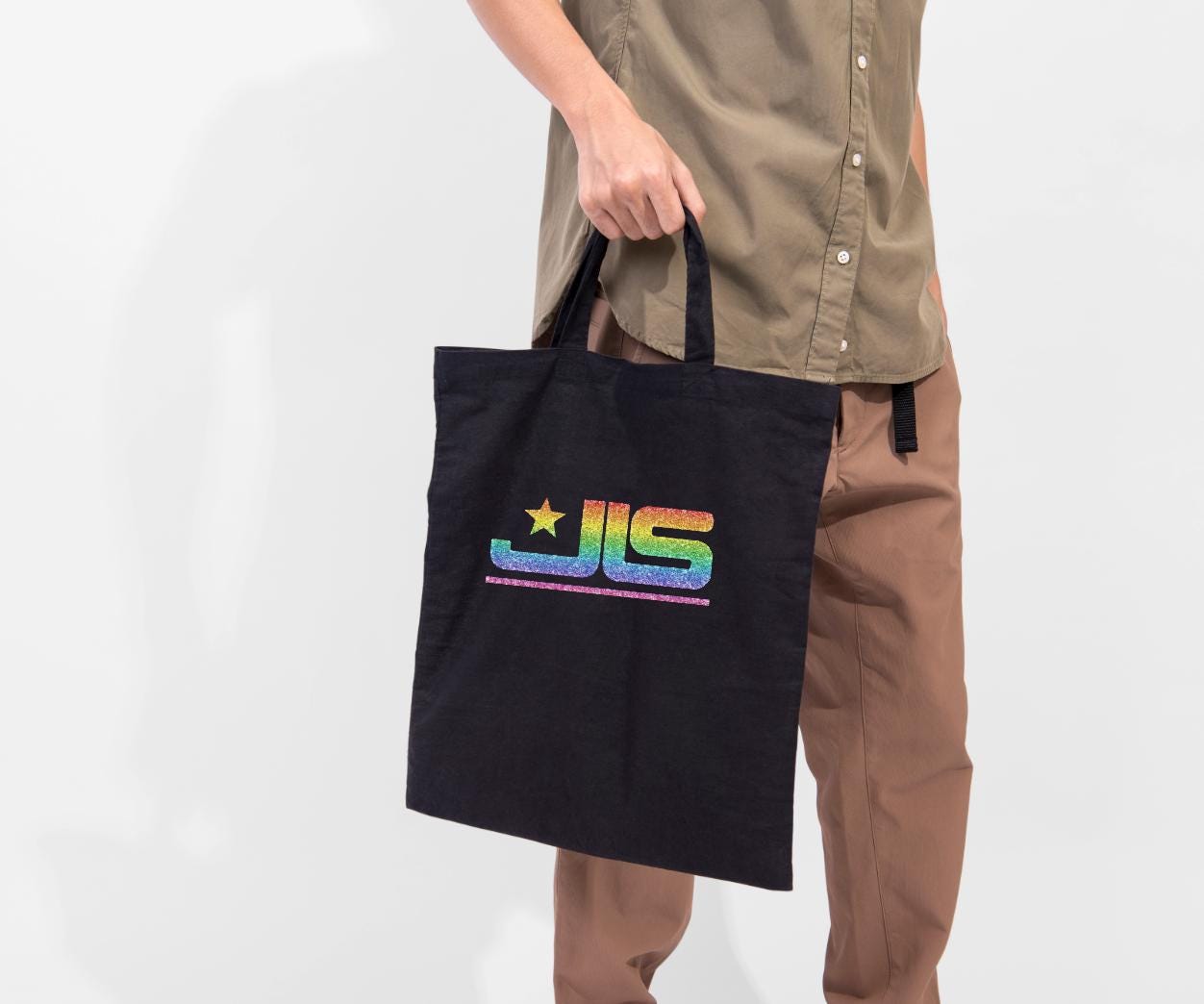 JLS Rainbow Glitter Logo Tote Bag: Music Fan Merch
