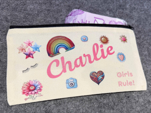 Personalised Canvas pad bag - First Period Kit, Teen Gift, period pouch