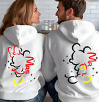 Personalised Mr and Mrs Disney Hoodies – Matching Mickey & Minnie Couple Sweatshirts – Est. Date – White Wedding Gift, Honeymoon Outfit